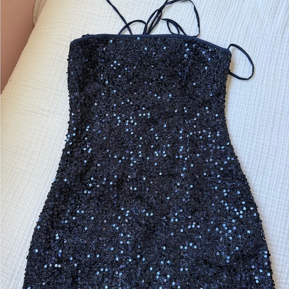 Edikted Kiara Navy Sequin Mini Dress - Picture 5 of 5